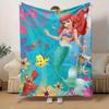 1 szt., Kocyk Disney Princess Ariel Syrenka, Miękki i Przytulny Koc Flanelowy do Wystroju Domu, Pokrowiec na Kanapę, Podróż