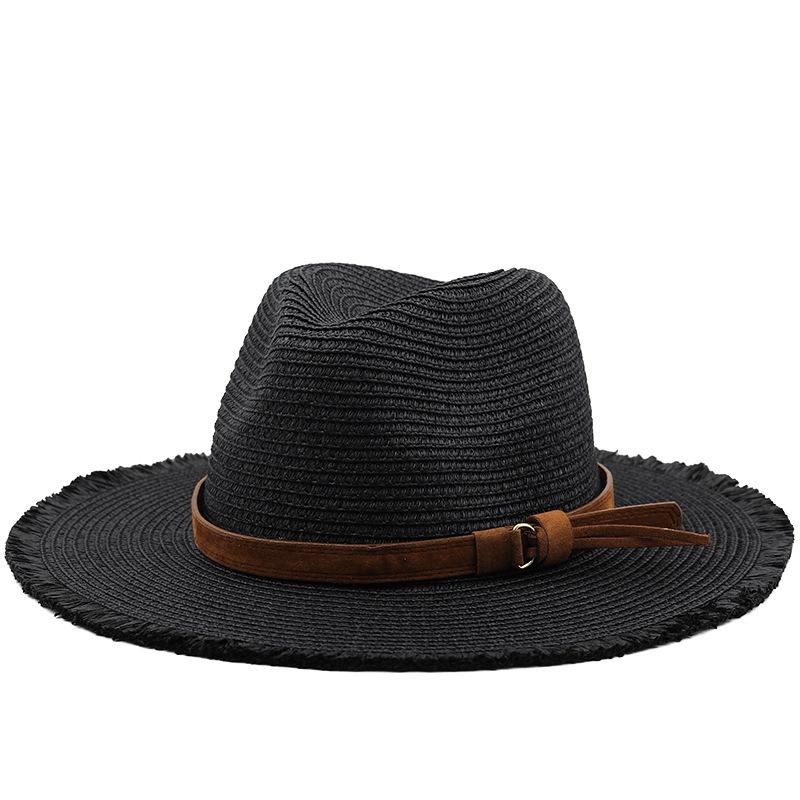 Spring and summer new outdoor travel sunshade burr edge jazz straw hat men and women sun protection big eaves hat