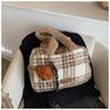 Zimowa wełniana pogrubiona kraciasta atmosfera torba na ramię 2025 nowy kraciasty plecak