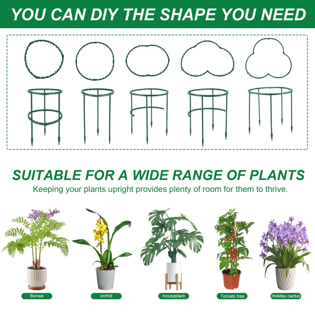 6Pcs Plant Support Stakes Half Round Plant Support Protective Garden Flower Support Indoor Plant Stake Garden Supplies