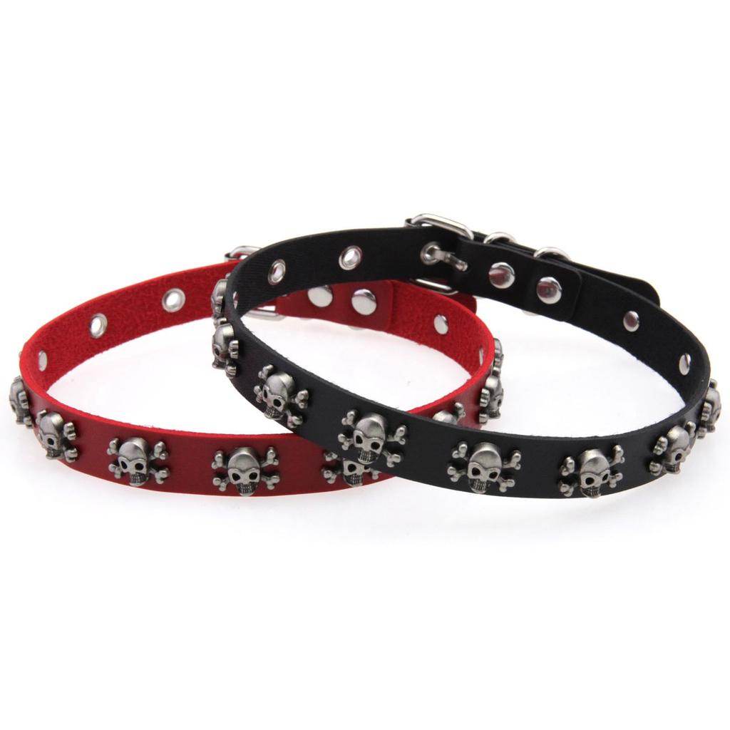 Adjustable Skull Pendant Necklace Punk Inspired Jewelry PU Leather Gothic Chain For Alternative Fashion Enthusiasts