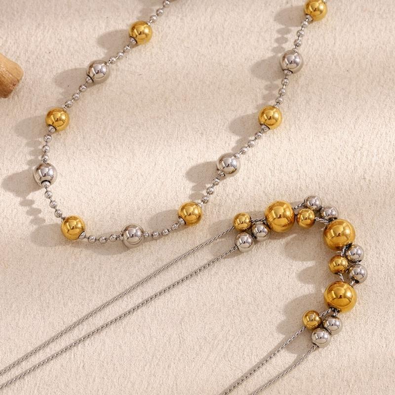 Contemporary Contrasting Bead Necklace Versatile Length Jewelry Gift
