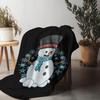 Tuniu Cute Snowman Plush Throw Blanket for Winter Sofa Bed Bedroom Gift Warm Fleece Cover