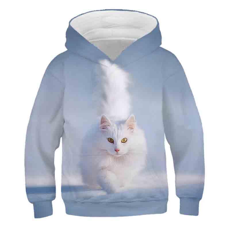 Boys Girls Cute Cat 3D Print Hoodie Children Hooded Pullover Sweatshirt Fashion Child Hoodies Kids Casual Tops Clothing