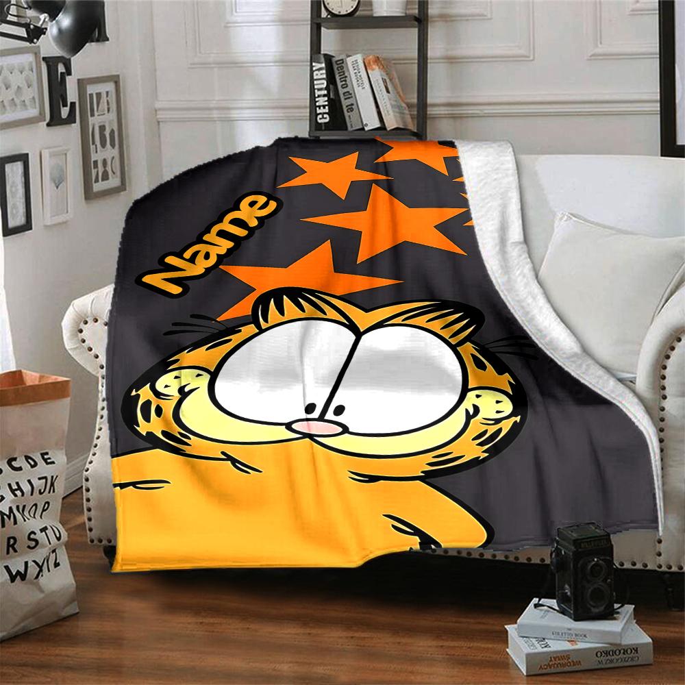 Custom Name Garfield'S Starry Adventure Party Blanket For Couch Bed Plush Cozy Fuzzy Blanket Super Soft Warm Blankets For Fall And Winter 091674
