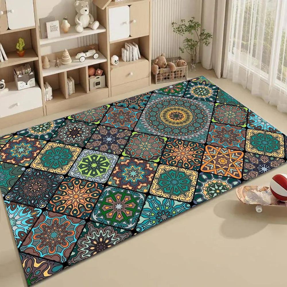 1pc Moroccan Ethnic Bathroom Absorbent Mats Anti-Slip Mats Home Decor Supplies Carpets Home Kitchen Floor Mats