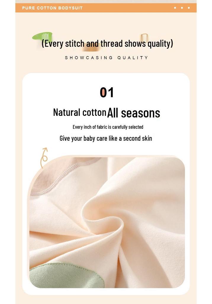 Unisex Newborn Cotton Long Sleeve Bodysuit for Spring and Autumn