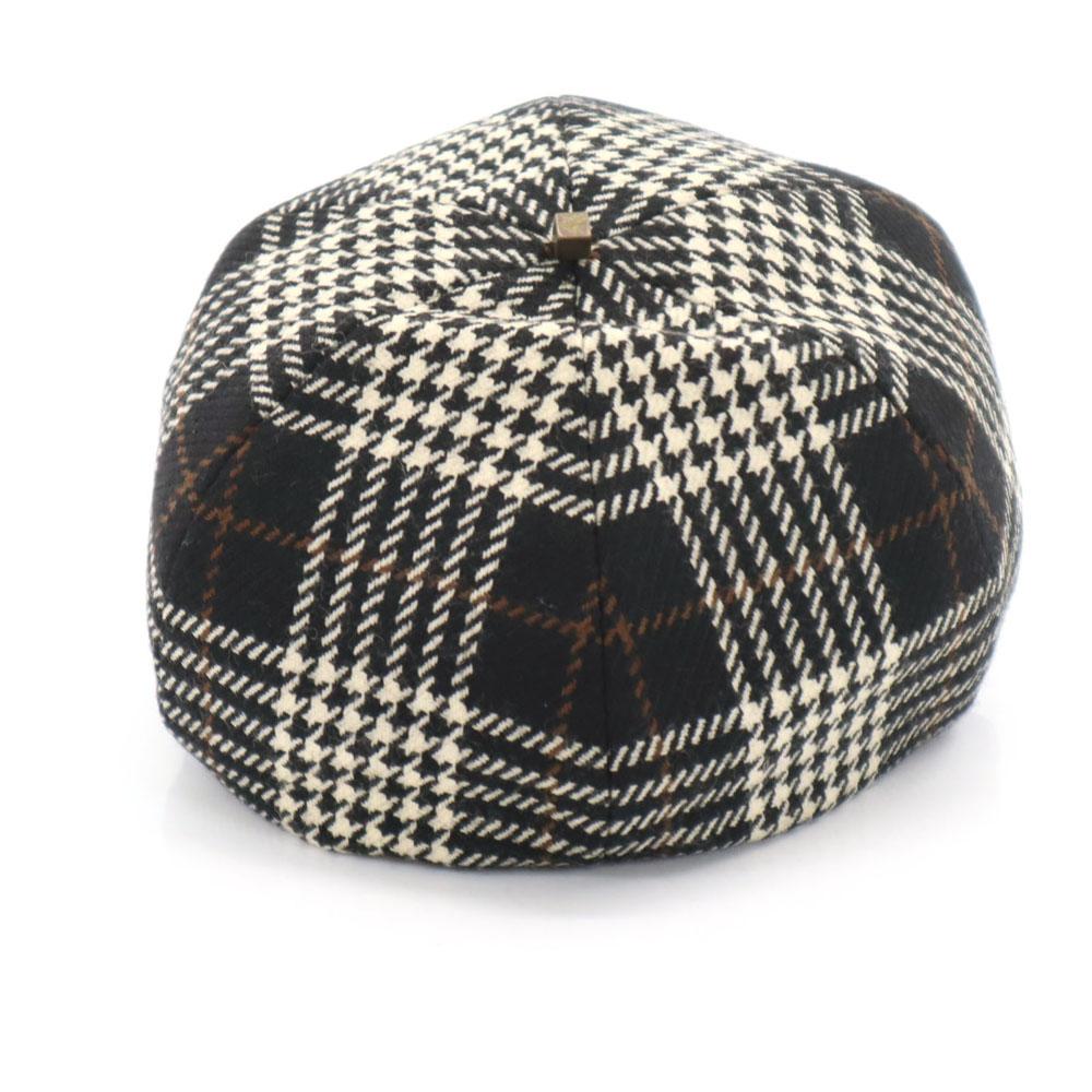 Borsalino Made In Italy Wool Houndstooth Casquette Black Series Women Used