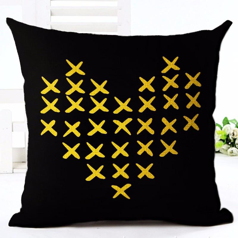 Black and White Letters and Line Printing Cushion Covers For Sofa Cotton Linen Decorative Pillow Case 45*45cm Cojines