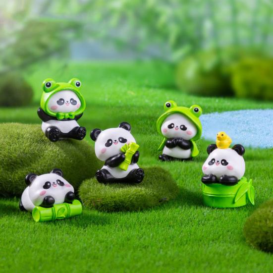 6 ks Mini Panda Figurky Ozdoby Panda na Palubní Desku Auta Miniaturní Zvířecí Ozdoby pro DIY Řemesla Mikro-Krajiny Pohádková Zahrada