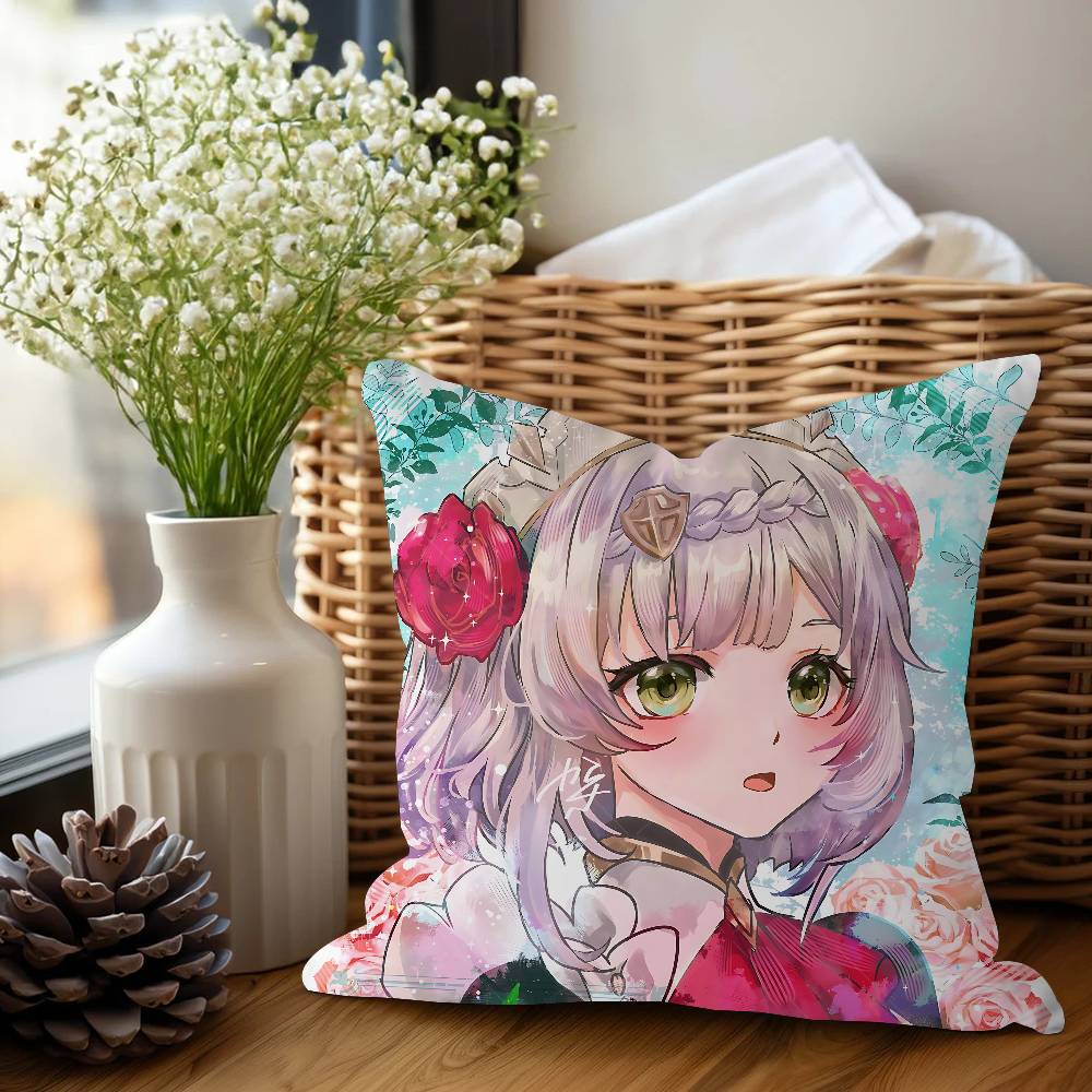 Genshin Impact N-Noelle Cushion Cover Car Throw Pillow Case For Sofa Car Christmas Gift 40x40cm 45x45cm