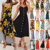 Stylish Boho Women's Summer Beach Midi Dress With Strappy Design And Button Pockets