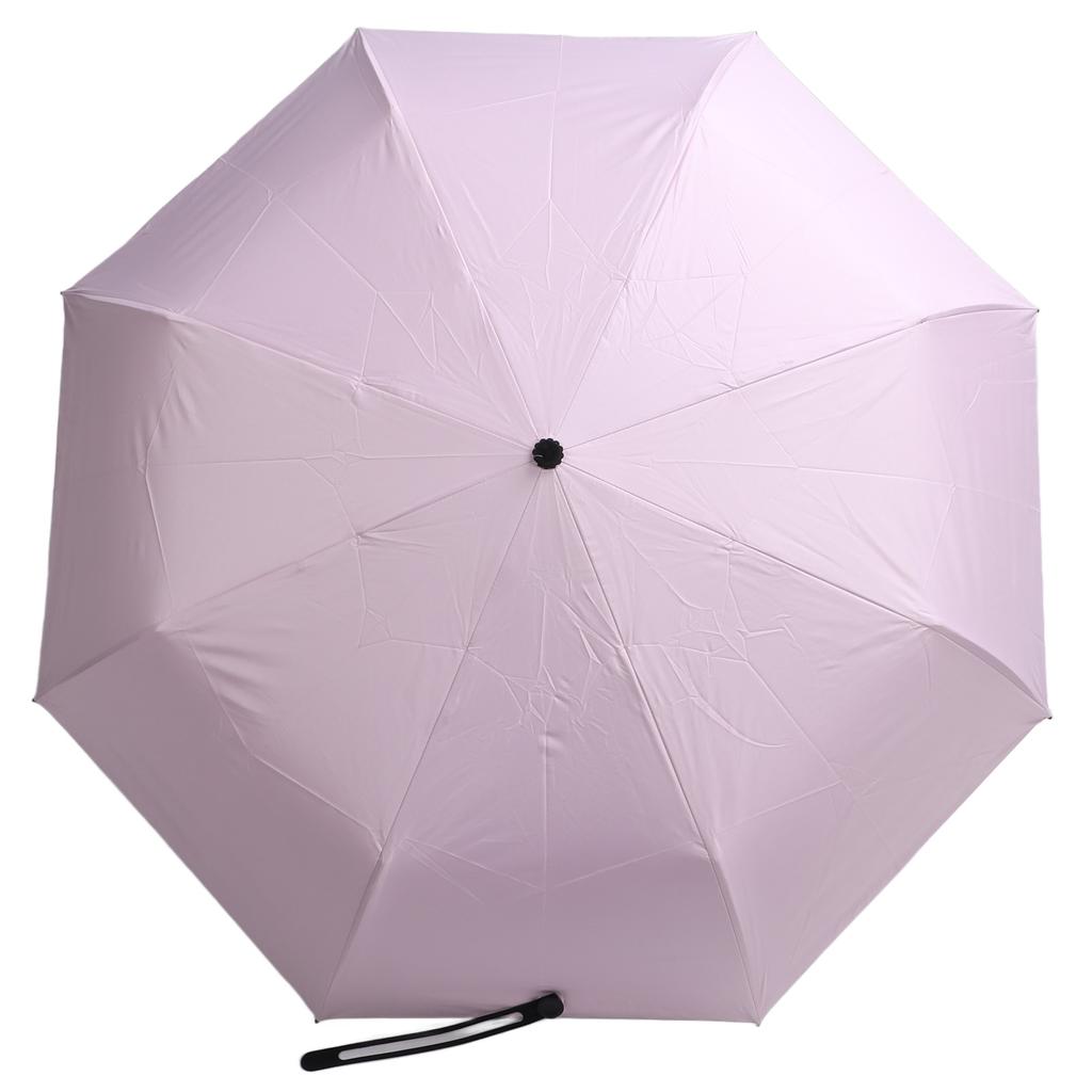 Umbrelă Pliabilă Cauciuc Negru Oțel Protecție UV 3 Pliuri Umbrelă de Soare pentru Zilele Însorite Zilele Ploioase Roz cu Silicon