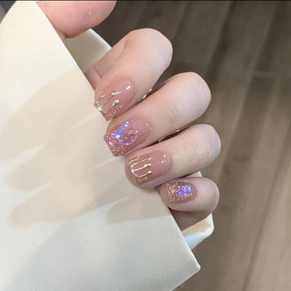 Handcrafted Short Wearable Nail Art Stickers - High-End Boutique False Nails