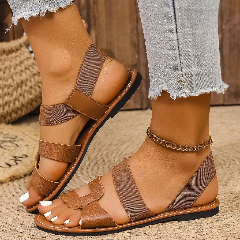 Fashion Women Sandals Flat Summer Clip-toe Casual Sandals Women Rome Narrow Band Ankle Sandals Buckle Strap Beach Designer Shoes Women