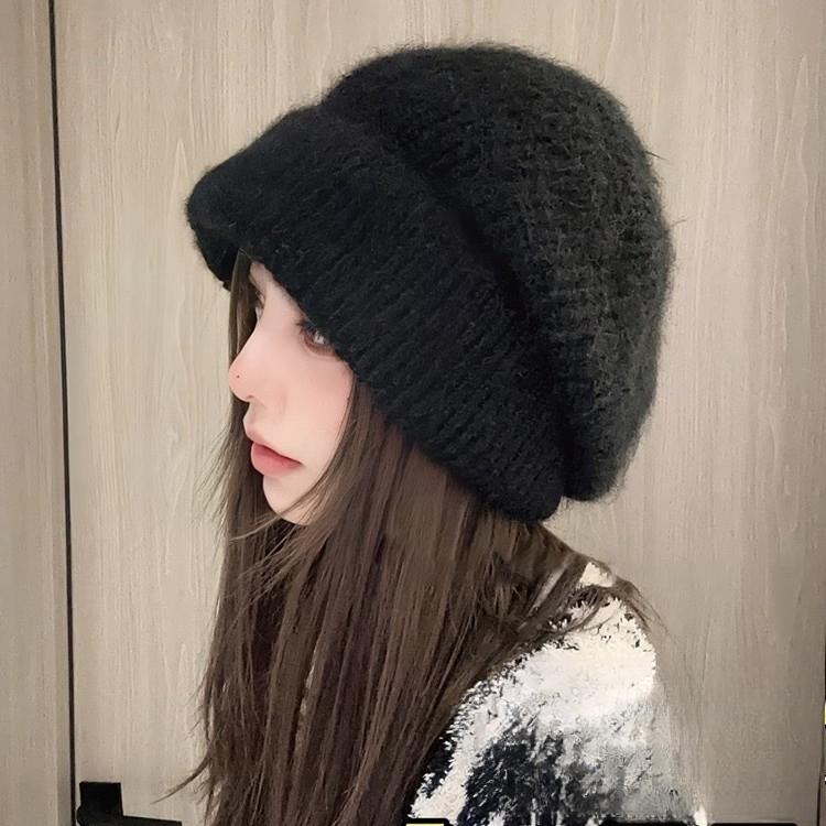 

Вязаные плюшевые и утолщенные шапки для женщин на осень и зиму, с защитой ушей и теплые, маленькая шерстяная шапка, подчеркивающая лицо M（56-58cm）