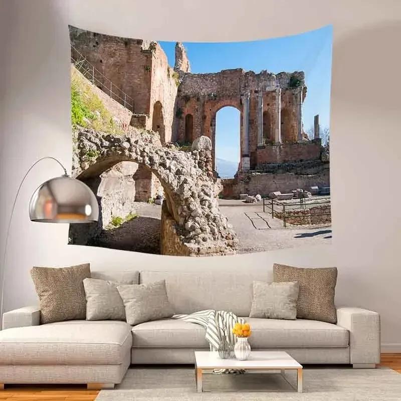Architectural Relics Landscape Tapestry Office Living Room Decoration Home Wall Tapestry