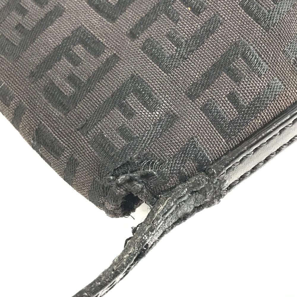 FENDI Zucchino Logo Bag Crossbody Pochette Shoulder Bag Leather/Canvas Black