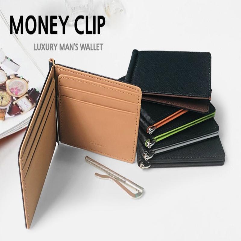 Slim Black Coffee Brown Cross Grain Leather Money Clip Wallet With Multiple Card Slots Perfect For Daily Carry Business Travel