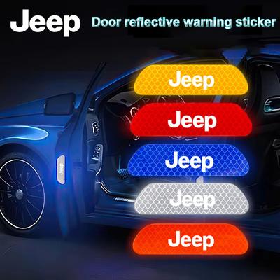 4Pcs Car Door Reflective Stickers Safety Warning Mark For Wrangler Rubicon Renegade Compass Grand Cherokee Patriot Liberty