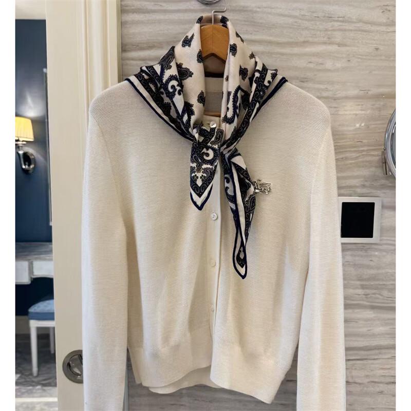 NINA SOLOR Paisley Mulberry Silk Wool Square Scarf