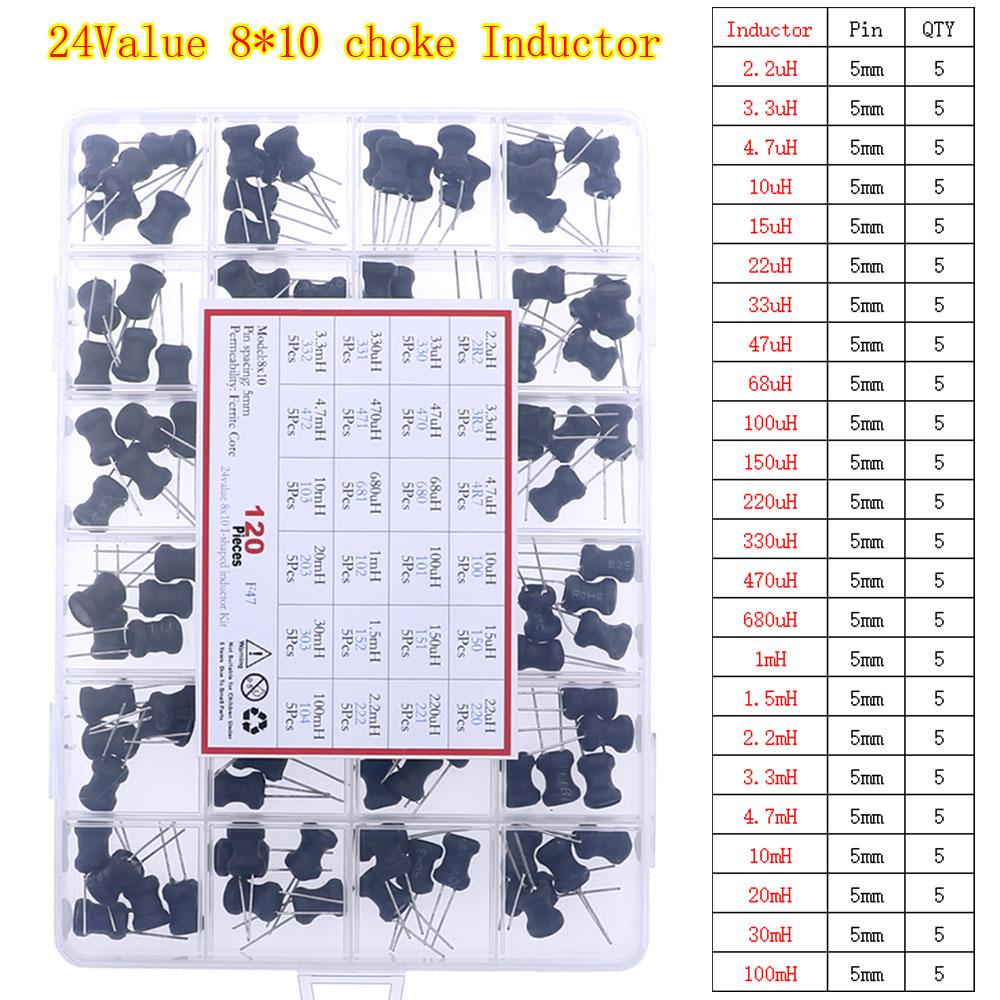 2.2uH 3.3uH 4.7uH 6.8uH 10uH 22uH 47uH 68uH 100uH 220uH 1mH 4.7mH 10mH 100mH Toroid Core Choke Color Ring Inductor Assorted Kit