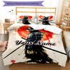 3PC Custom Name Samurai Warrior Sun Bedding Set Duvet Cover Closure Includes 1 Duvet Cover & 2 Pillowcases for Bedroom