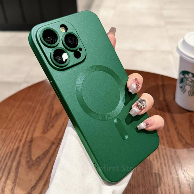 Case For iPhone 15 14 13 12 11 Pro Max Plus Magnetic Fashion For Magsafe Wireless Charge Full Lens Protection Soft Cover
