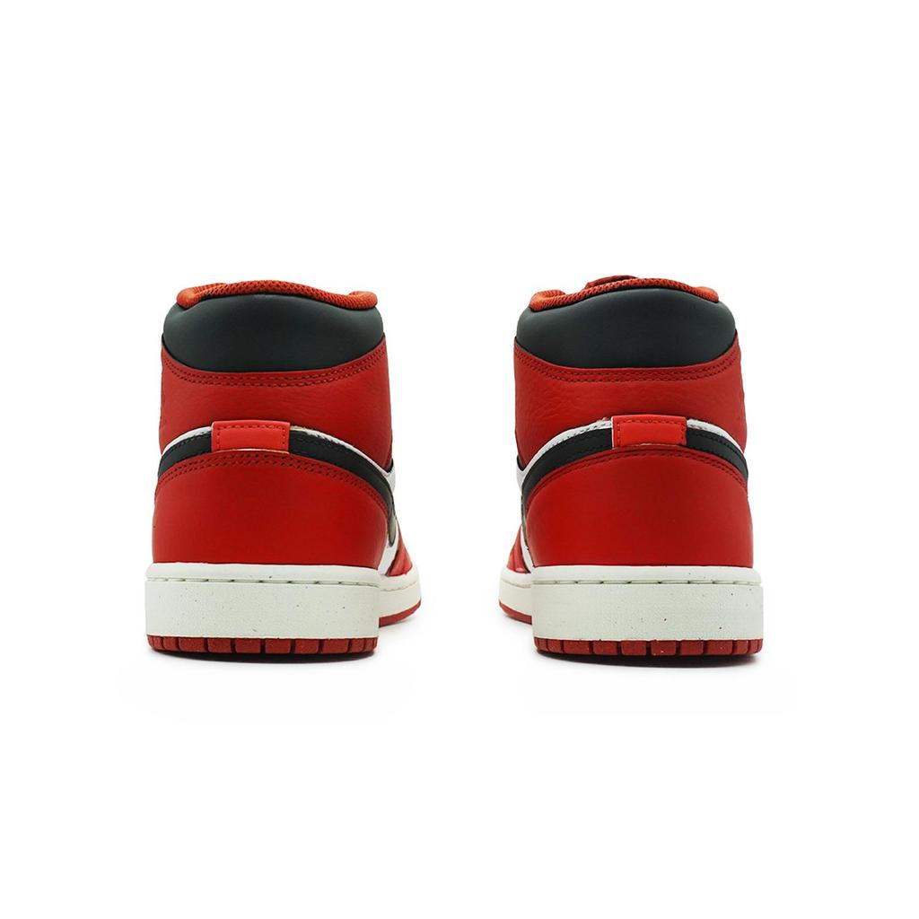 Jordan Air Jordan 1 Leather Mid top Vintage Basketball Shoes Men's Red White Black FJ3458-160(Team108-)