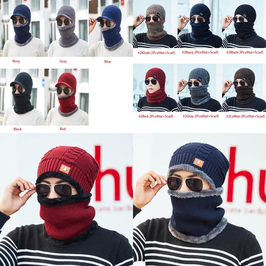 Winter Mens Women Warm Ski Beanie Cap Wool Knit Snow Hat Skull Scarf Balaclava