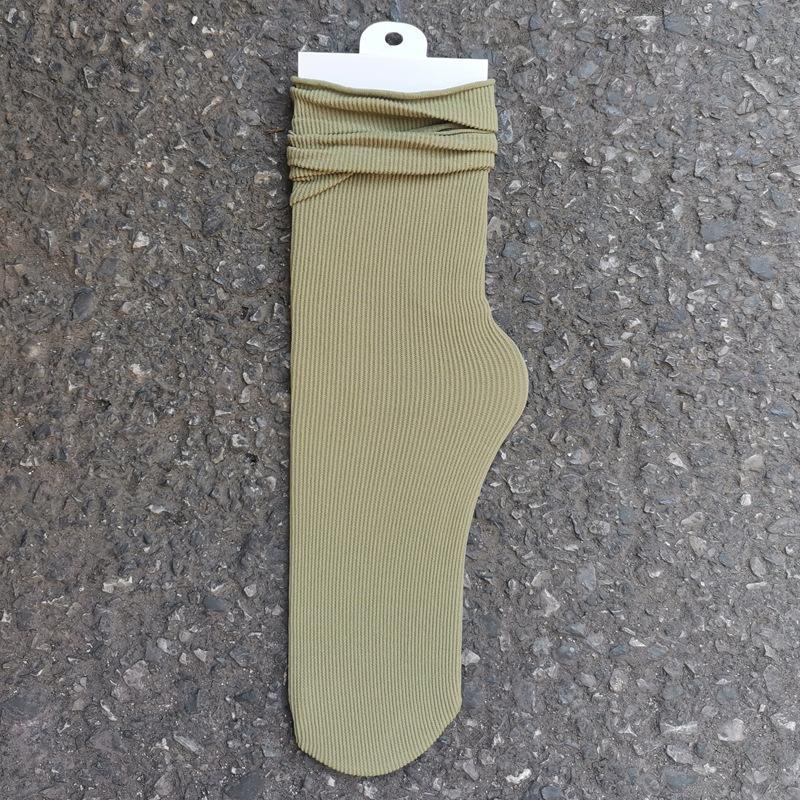 Women's Summer Thin Allpurpose Solid Color Retro Vertical Stripe In The Long Tube Pile Socks