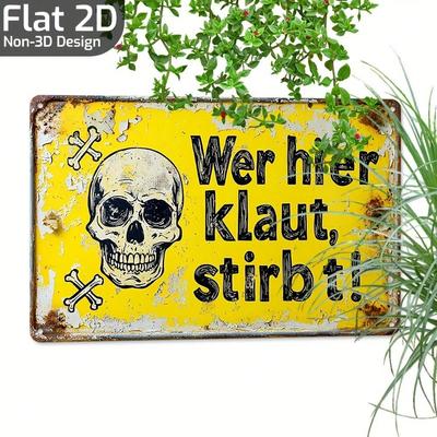 Vintage Metal Tin Sign Skull Crossbones Retro Wall Plaque Garage Bar Cafe Decoration 8x12 Inch