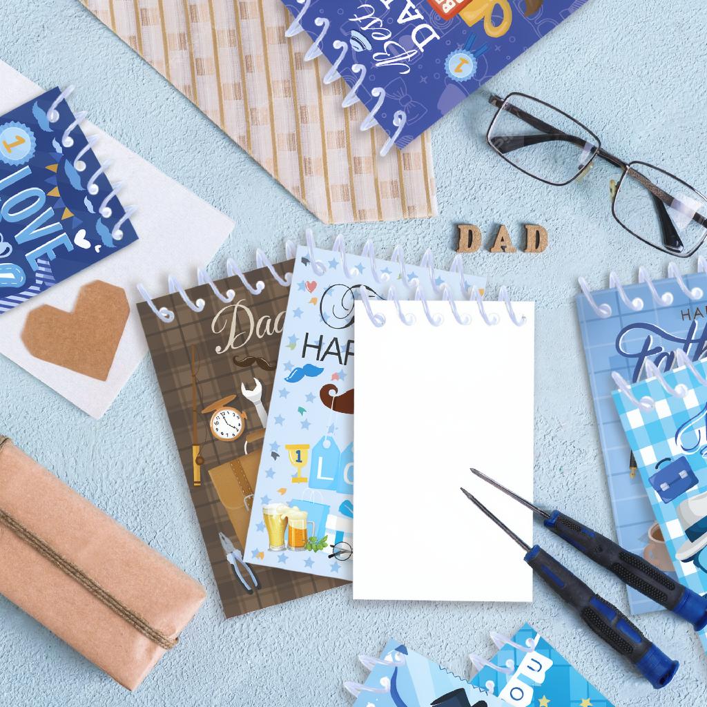 8Pcs 10x6cm Fathers Day Mini Spiral Notebook Best Dad Notepad Back To School Supplies Classroom Rewards Goodie Bag Fillers Gift