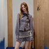 unifree 2026 Spring Preppy Plaid Shirt with Tie & Badge