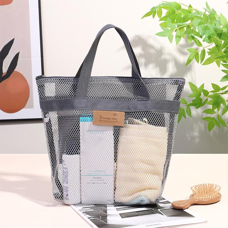 1Pc Mesh Shower Bag with Quick Dry Technology Portable Toiletry Tote Outdoor Beach Bag Makeup Organizer