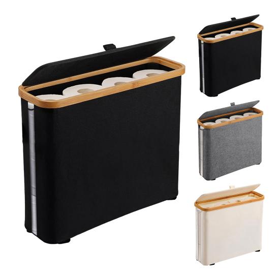 Toilet Paper Storage Basket Large Capacity Waterproof Multi-purpose Easy To Install Toilet Paper Storage Organizer with Lid