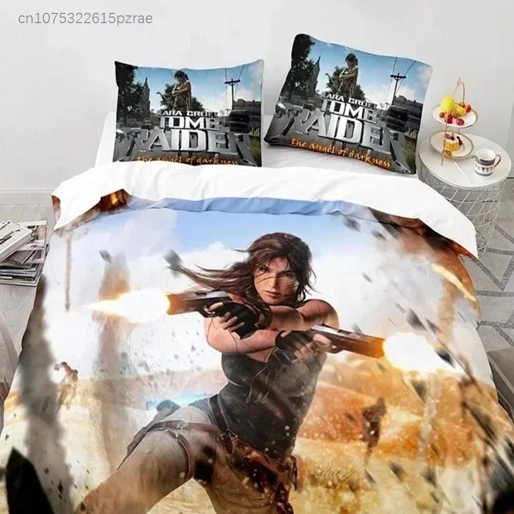 3D-Druck Spiel Tomb Raider Bettwäsche-Set Schlafzimmer Weiche Moderne Tagesdecken Bequeme Kinder Bettbezug Bettdeckenbezug Und Kissenbezug