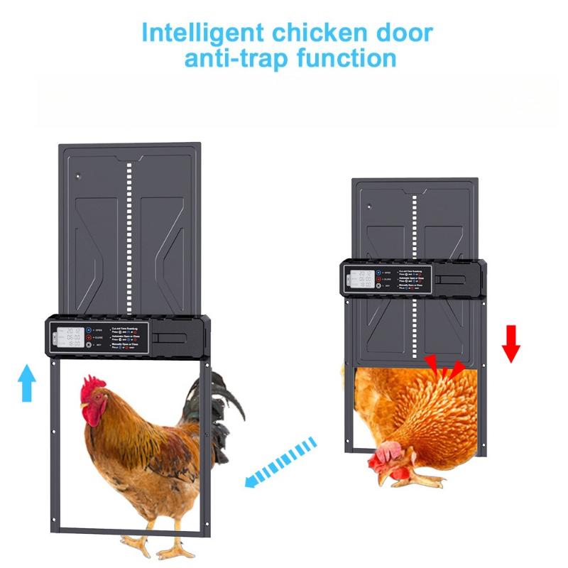 Timed Chicken Coop Automatic Induction Door Stainless Steel with Display Screen Anti-pinch Solar Chicken Coop Electric Door