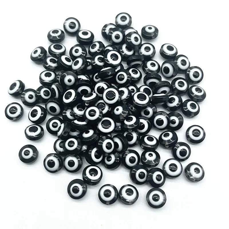 Z12 50pcs/lot 8mm Multicolored Charm Evil Eye Resin Spacer Bead Jewelry Making DIY Handmade Earring Bracelet Trend Accessories