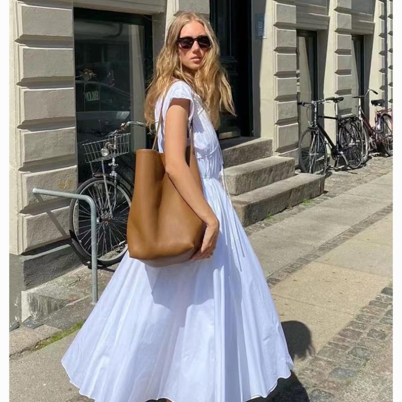 Branded Lychee-patterned 2in1 Shoulder Bag Women's Large Capacity Genuine Leather Bucket Underarm Bag High-end Commuter Tote Bag