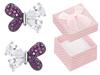Silver Butterfly Earrings with Pink Zirconia for Women Rhodium-Plated Studs 925