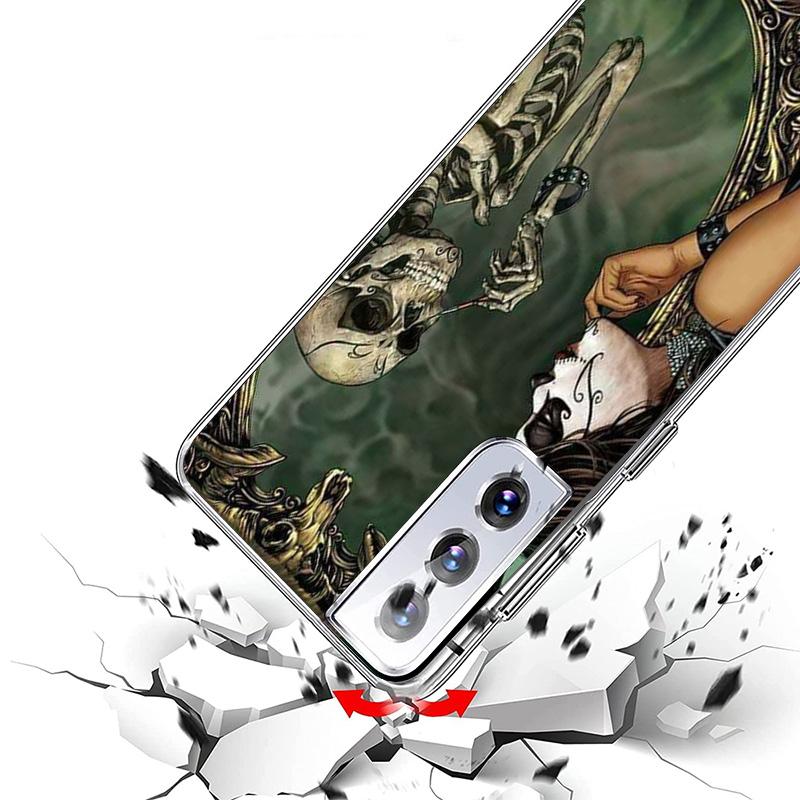 Catrina Beautiful Rose Girl Skull Cover Phone Case For Samsung Galaxy S26 S25 Edge S24 Ultra S23 S22 Plus S21 S20 FE Soft Fundas