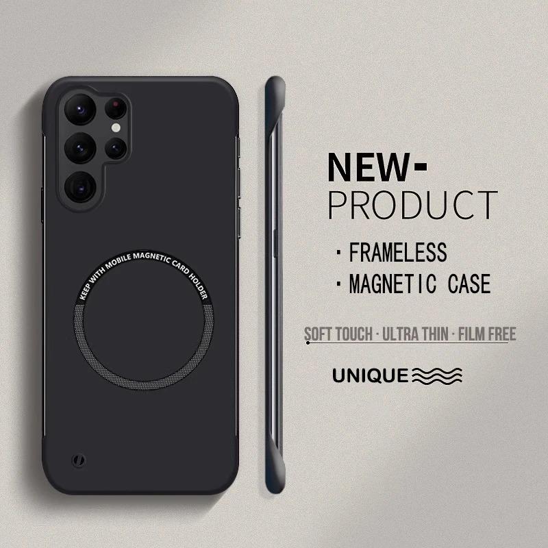 Ultra Thin Hard PC Magnetic Frameless Phone Case For Magsafe Samsung Galaxy S26 S25 S24 S23 S22 Ultra S21 FE Plus Solid Cover