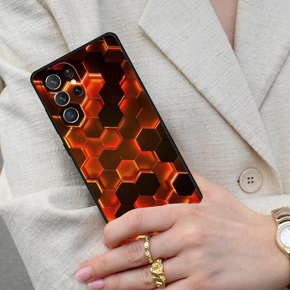3D Sechseckige Lichter Handyhülle für Samsung Galaxy S26 Ultra S25 S24 S23 S22 S21 S20 Note10 Hülle