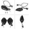 V geby 2pcs Motorcycle Side Mirror Rearview Mirror Adjustable Aluminum Flame Pattern Bike Scooter 10mm 8mm(Black)