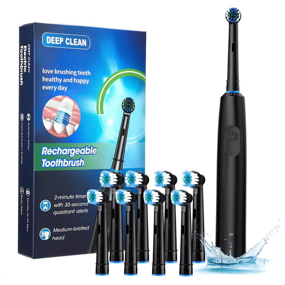 Rotating Electric Toothbrush Set for Adult Teeth Whitening Teeth Brushes 3D Round Head Soft Brush Type-C Electric Toothbrush