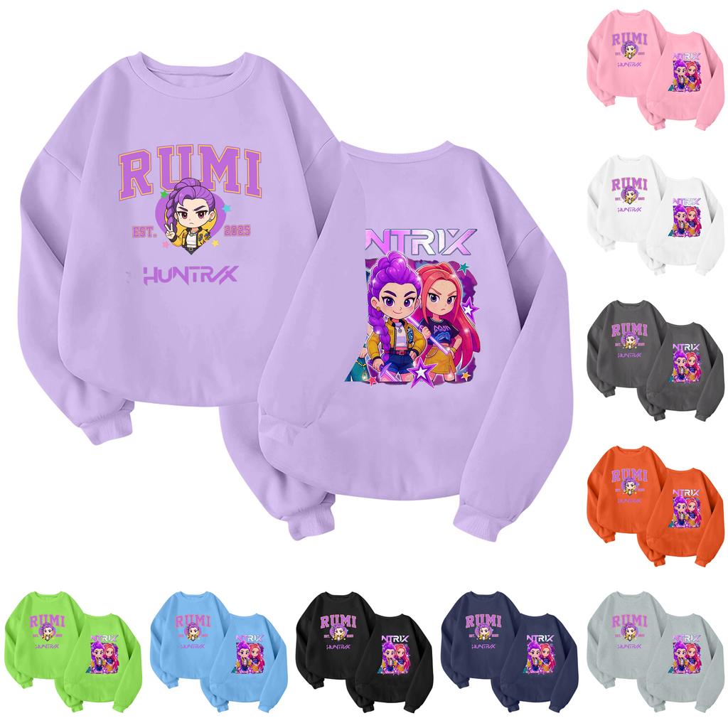 Children's Fashionable Lightweight Long-sleeved Round Neck Pullover With Pockets Printed Pullover