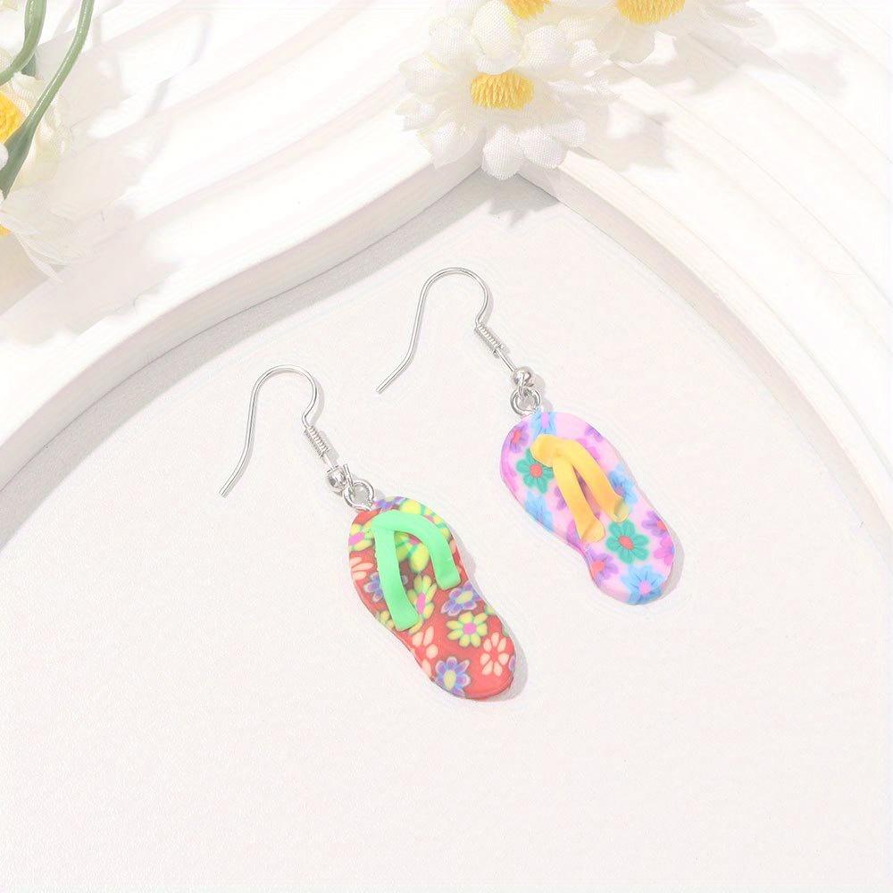 6/9/12pcs Soft Ceramic Material Summer Beach Slipper Pendant, Charming and Colorful Polymer Clay Slipper Pendant,