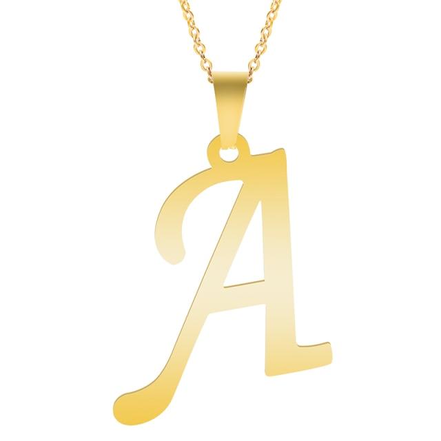 Gull alfabetet halskjeder for kvinner Smykker kjede på halsen 26 bokstaver anheng Halskjede rustfritt stål choker kvinne tilbehør
