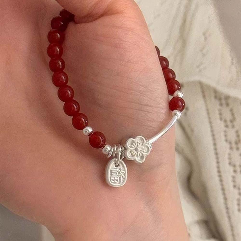Blessing Accessories New Year Bangle Buddha Women's Wrist Jewelry Red Beads Bracelet Women